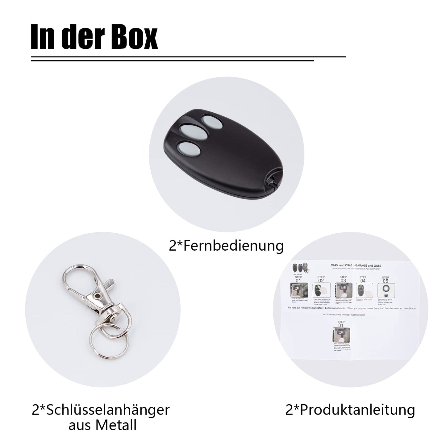 2 x Replacement Garage Door Remote Control for Chamberlain Liftmaster Motorlift 94335E | 84335E | ML700 | ML500 | ML850 | Merlin + C945 | C840 Security + 433.92Mhz Handheld Transmitter Pack of 2