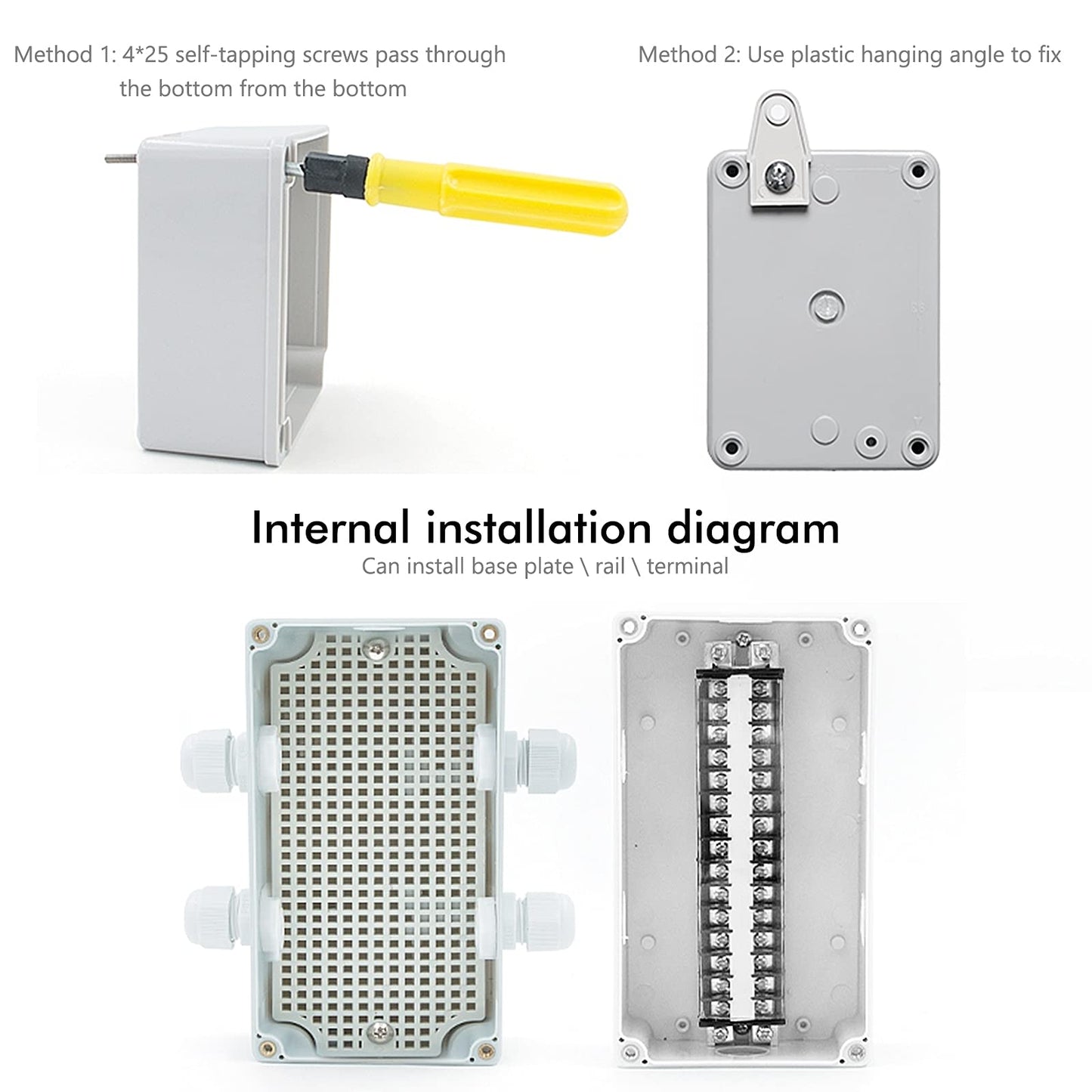 ABS Junction Box IP65 Waterproof PVC Plastic Outdoo Electrical Enclosure Terminal Box (100 x 68 x 50mm)