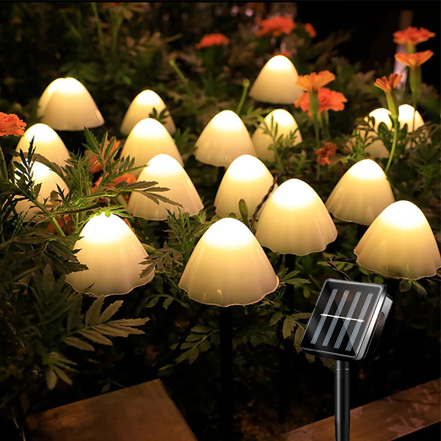 ZVO Solar Outdoor String Lights, Set of 12 LED Mini Cute Mushroom Pathway Lights, Solar Outside Waterproof Lamp Grass Decor for Garden Patio Wedding Festival Christmas(Warm White) Warm White