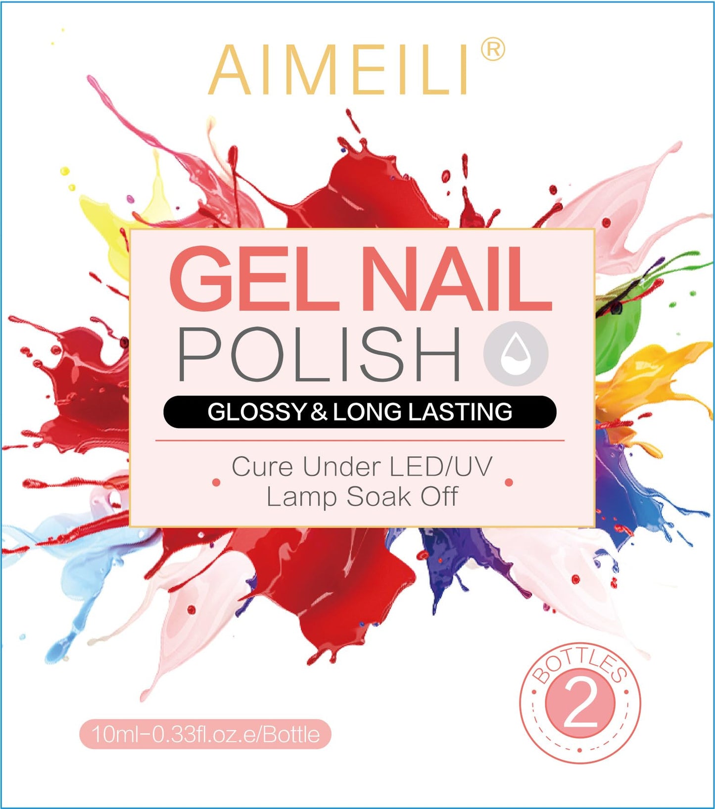 AIMEILI White Black Gel Nail Polish, 2pcs 10ml Classic Gel Polish Set Soak off UV LED Gel Nail Varnish DIY Manicure Salon Use - Long Lasting & Easy to Apply White & Black 5 ml (Pack of 2)