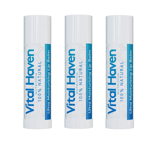 100% Natural Ultra Moisturising Lip Balms (x3) - Premium Ingredients (including Argan Oil and Mango Butter) - for rejuvenated lips - Vegetarian - Made in the UK