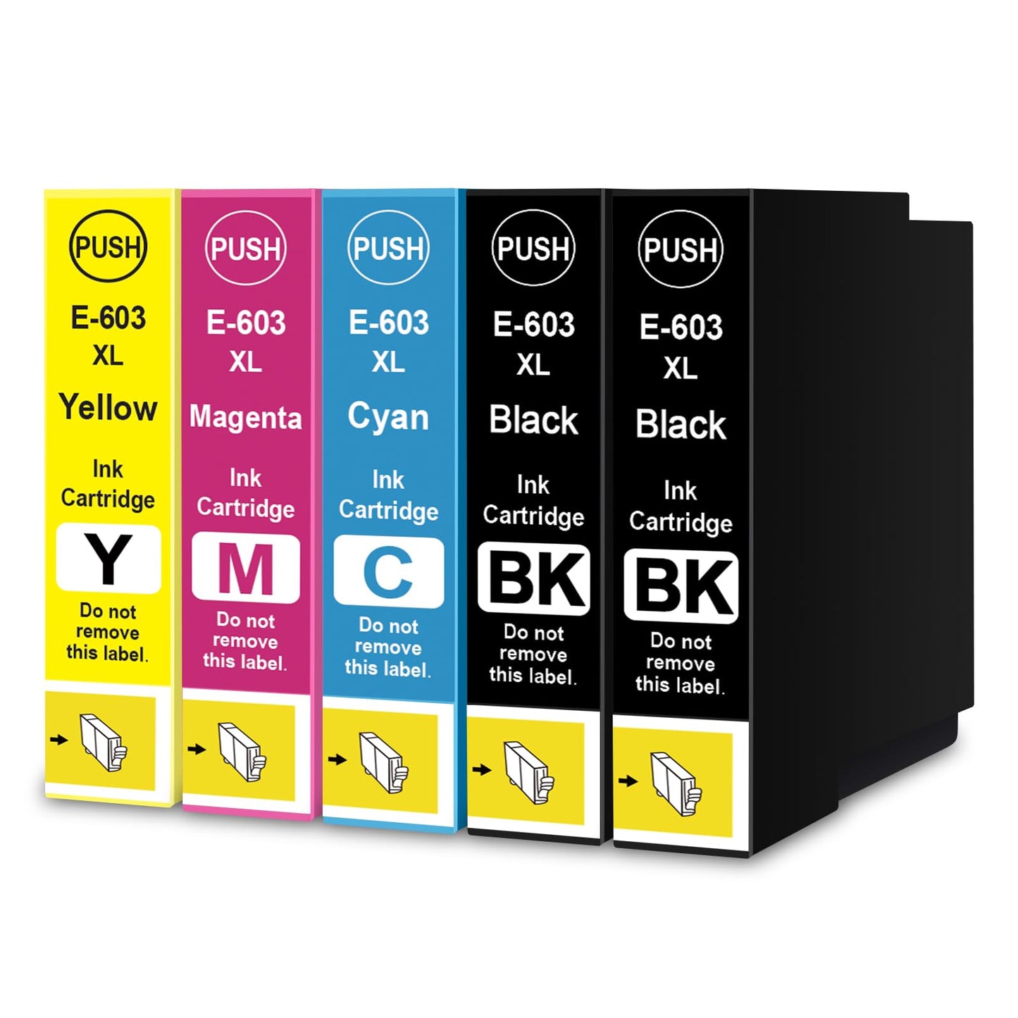 XemaX 603XL Ink Cartridges Multipack XP-4150 XP-4155 XP-2155 XP-3150 XP-2150 WF2840 Replacement for Epson 603 XL for Epson XP2100 XP-2100 XP3100 XP3150 WF2830 WF2810 XP4100 XP3105 WF2850 WF2870DWF 5 Pk: Black * 2+Cyan * 1+ Magenta * 1+Yellow * 1