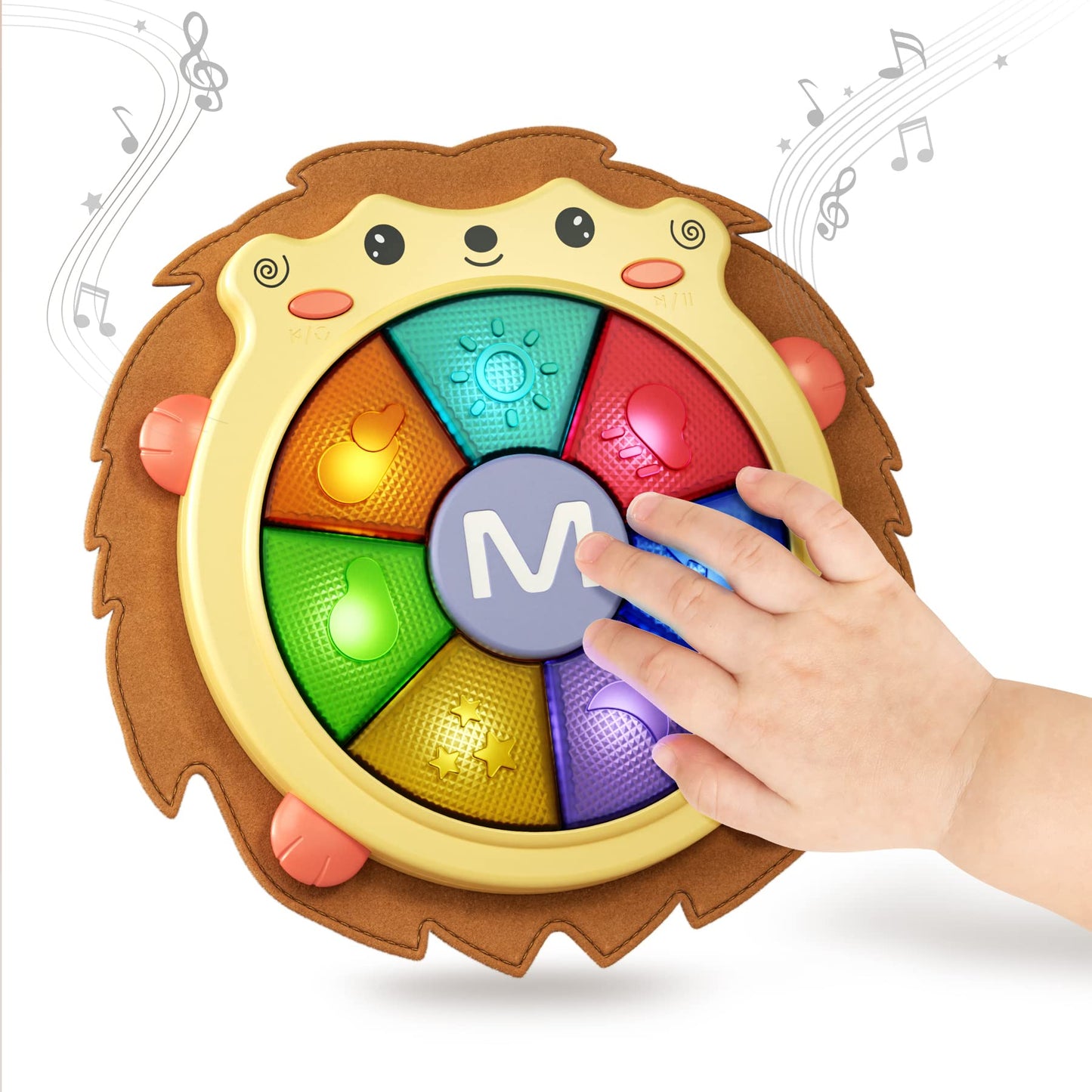 TUMAMA KIDS Drum Musical Baby Toy Set,Music Drum Toy with Sound and Light,Musical Instruments Game,Sensory Activity Toys Learning Educational Toy Gift for Toddler 18 Months and Up(hedgehog) hedgehog