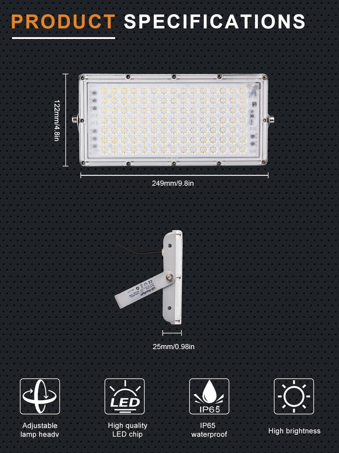 Ankishi 100W LED Floodlight Outdoor, Super Bright 10000LM Outdoor Security Lights, IP65 Waterproof Flood Lighting, 6500K Cool White Wall Light Outdoor Lights for Garage Patio Backyard Front Yard