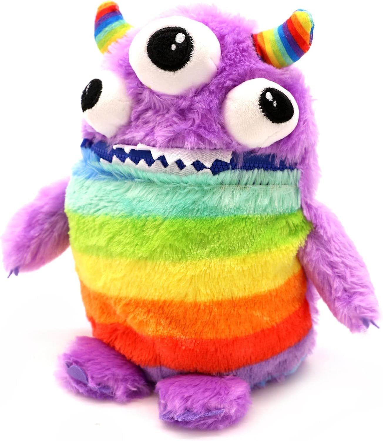 Worry Yummy Children's Monster Soft Toy - 28cm (11") Soft Cuddly Toy For Kids - Boys & Girls Anxiety, Stress & Fear Reducing Sleep Companion - Purple 'Zipper' Purple (Zipper)