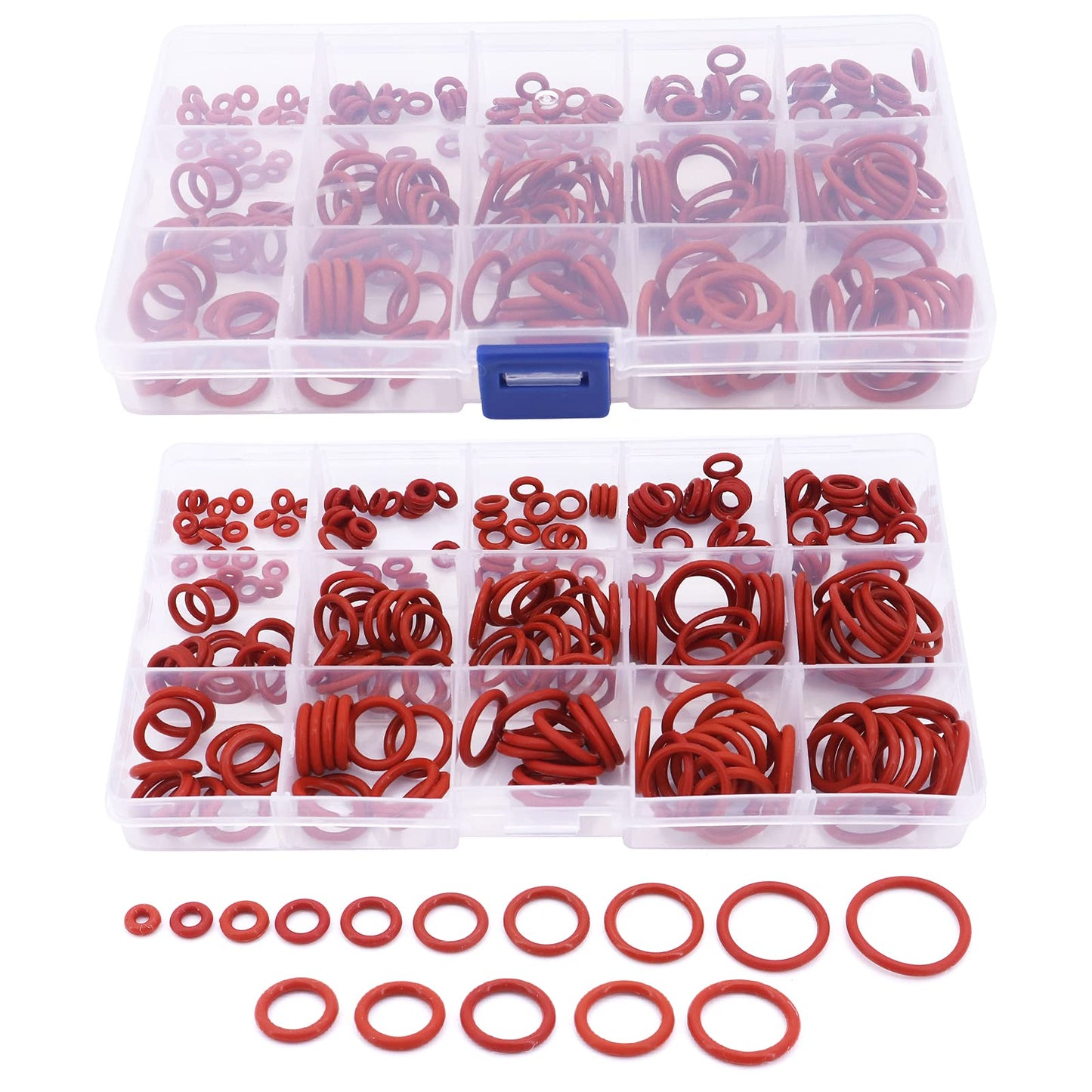 Yuhtech 450 Pcs 15 Sizes O-Ring Sealing Gasket Silicone Rubber O-Ring Assortment Kit for Plumbing, Automotive