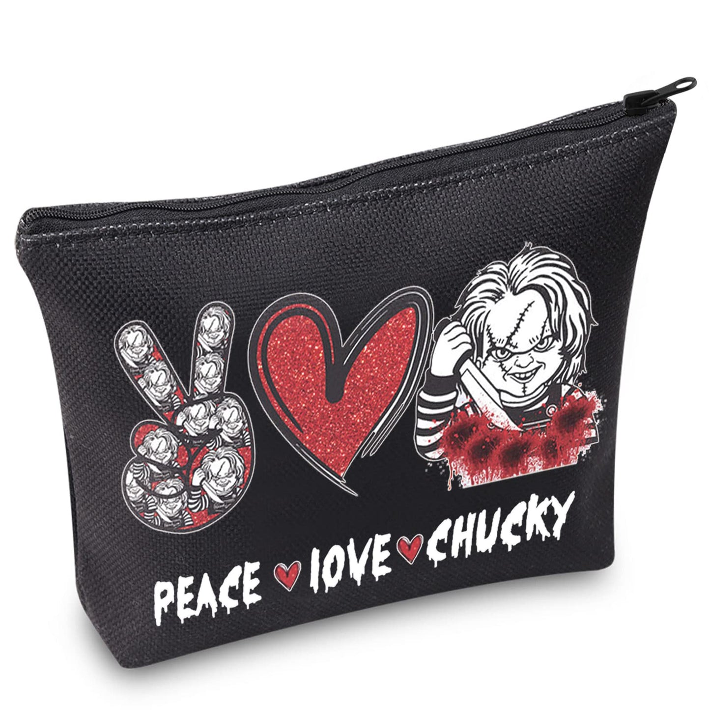 WZMPA Chucky Fans Cosmetic Bag Chucky Inspired Gift Peace Love Chucky Makeup Zipper Pouch Bag Horror Movie Merchandise (Peace Chucky), Peace Chucky, Fit