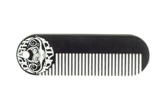 Beard Comb Or Fine Tooth Moustache Pocket Stainless Metal Powder Coated Black Keychain Mustache Comb For Men - 3.25 x 1 Inches by Death Grip