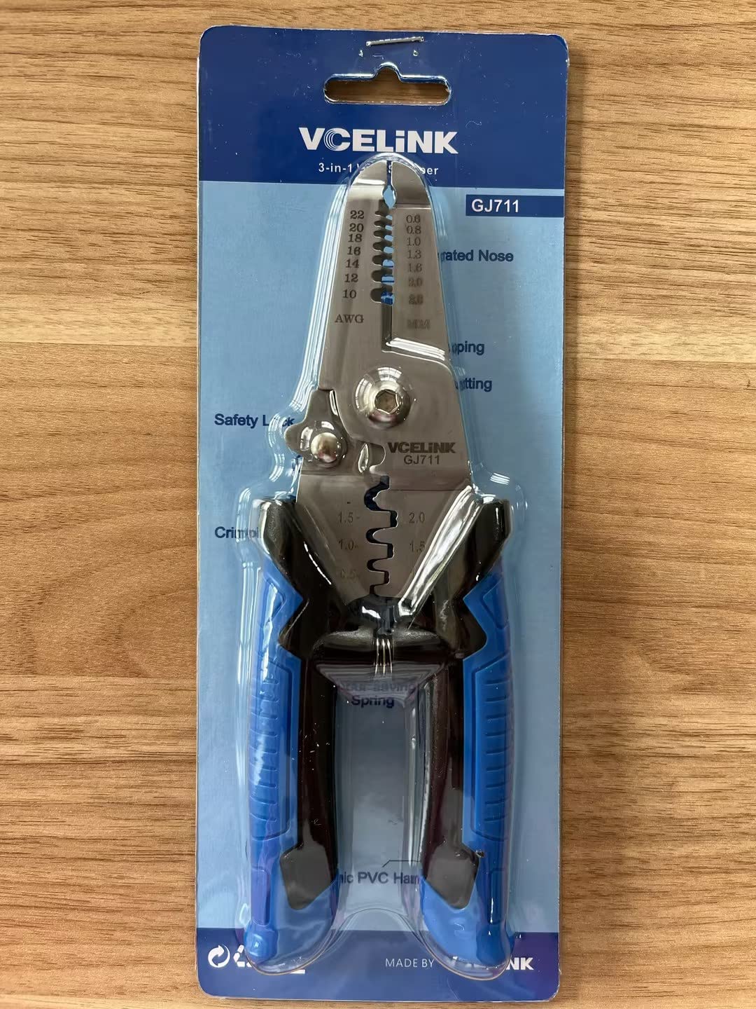 VCELINK 3 in 1 Wire Stripper Cutter Electricial, 6 inch Professional Cable Stripper/Cutter/Crimper, Multi-Function Small Wire Stripping Tool for Solid and Stranded Wire AWG10-22