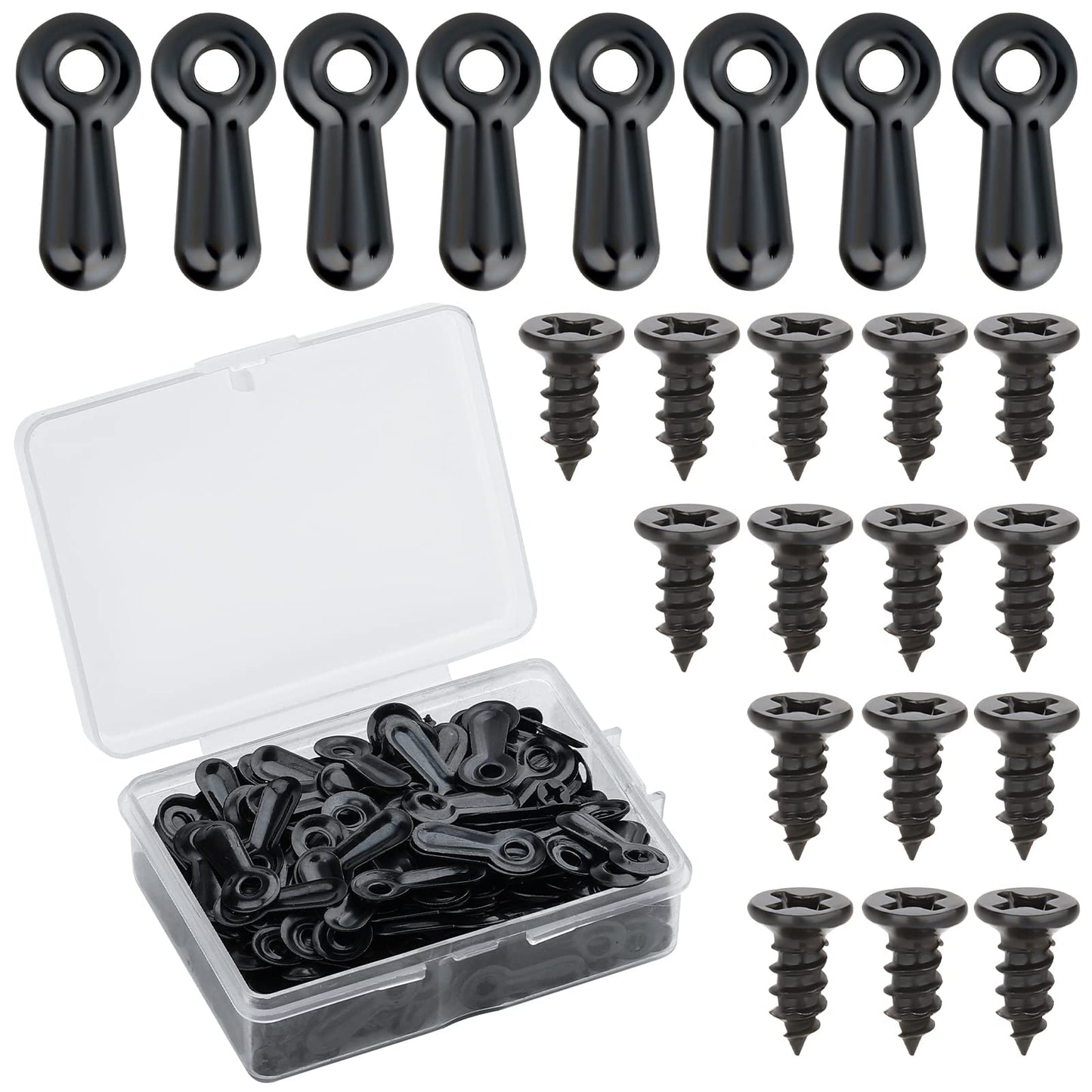 AIEX 160 Pieces Rotating Button Fasteners for Photo Frames and 160 Pieces Flat Head Photo Frame Hanging Screws, Iron Latch Turn Button for Photo Frames Clips Holder (Black)