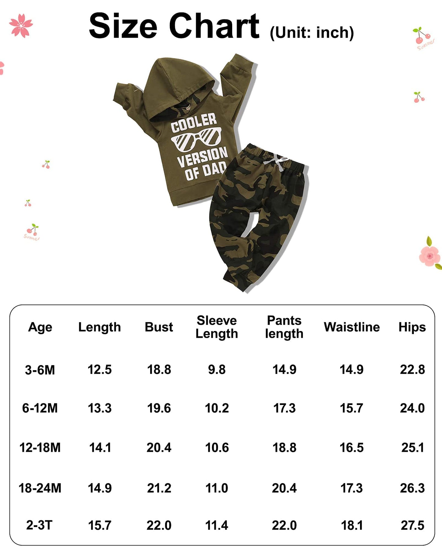 ZOEREA Baby Boy Clothes Outfit Set Fashion Letter Printed Long Sleeve Hoodie Tops Sweatshirt and Drawstring Pants 2 Pcs Set 3-6 Months Army green