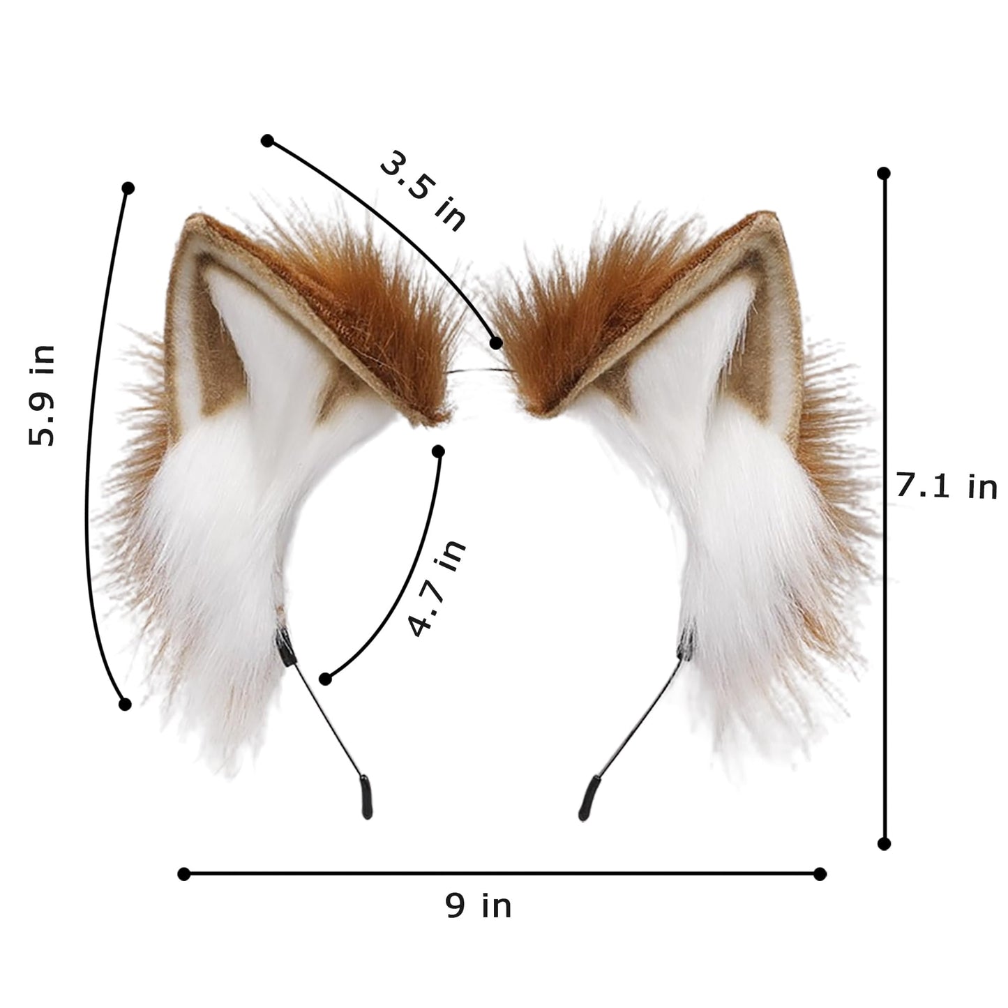 ZFKJERS Furry Fox Wolf Cat Ears Headwear Women Men Cosplay Costume Party Cute Head Accessories for Halloween (Khaki White) Khaki White