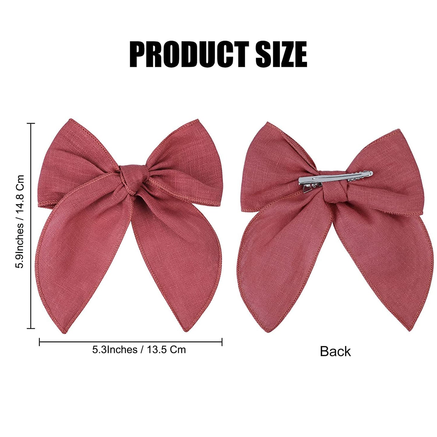 8 PCS Large Fable Hair Bow Cotton Linen Hair Bow for Toddlers Girls Handmade Neutral Bow Hair Accessories for Little Girls Kids