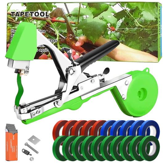 TOGETDREAM Plant Tying Machine Gardening Plant Vine Tying Tool with 20 Rolls of Tapes+10000pcs Staples, for Vegetable Grape Cucumber Tomato Flower and Pepper style-1