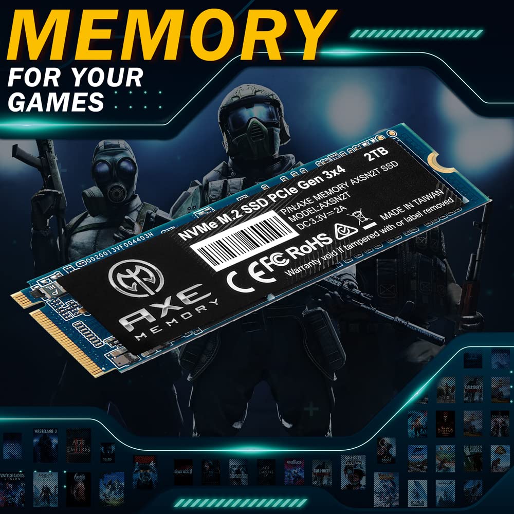 AXE MEMORY 2TB NVMe M.2 2280 PCIe Gen 3x4 Internal SSD Solid State Drive 2 TB