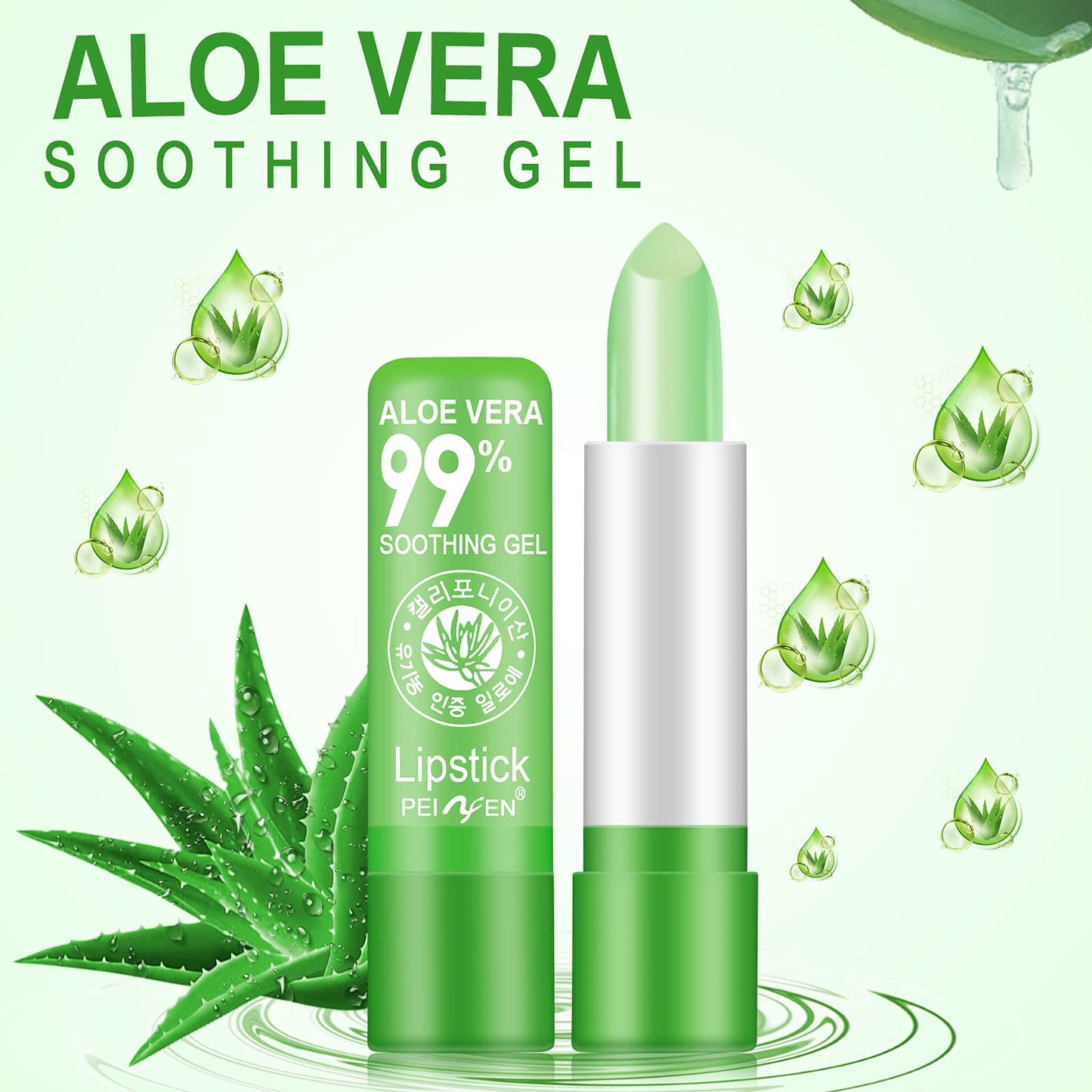 3PCS Aloe Vera Lipstick, Magic Temperature Color Change Lipstick Lip Blam, Long Lasting Nutritious Lips Makeup Aloe Vera Lip Gloss Set 3 Pack