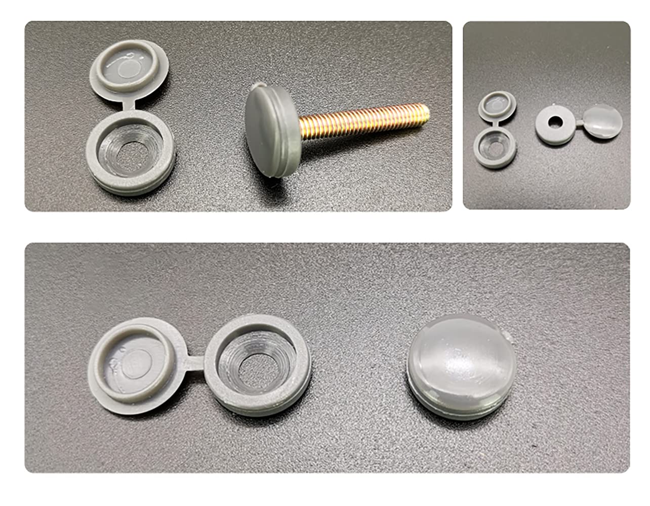 XHNFCU 150 Pcs Screw Cap, Hinged Screw Cover Caps Grey Screw Decorative Covers, for Cabinet,Furniture Etc (Grey)