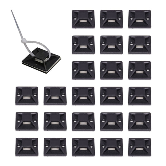 100 Pcs Black Cable Tie Mount Self Adhesive Wire Tie Base Holder Multi-Function Adhesive Fixing Base Holder for Home Office (Without Cable Tie)