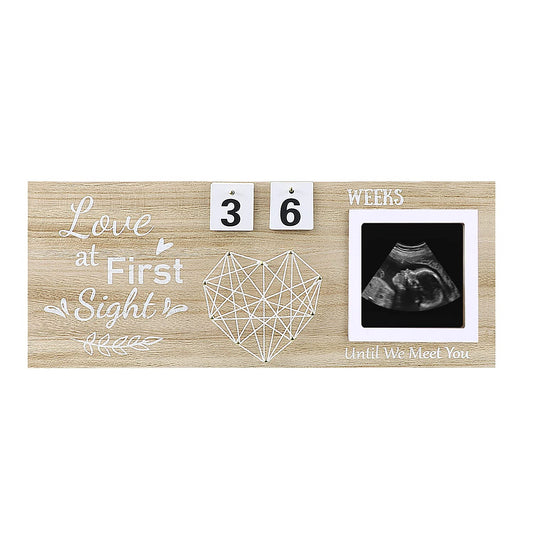 Baby's First Sonogram Picture Frame Countdown Weeks Keepsake Baby Ultrasound Frame Nursery Decoration Best Love at First Sight (Countdown)