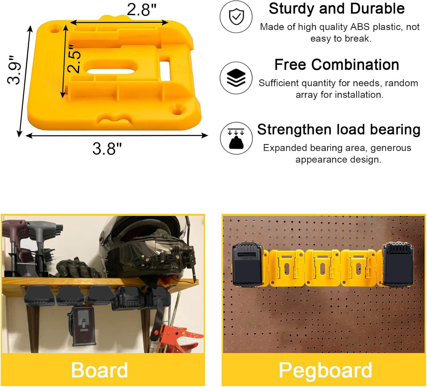 5 Pack Rozlchar Battery Holder Compatible for Dewalt 20V Battery Mounts Dock Holder Fit for DCB200 DCB201 DCB202 DCB203 DCB204(w/10 screws, No Battery)