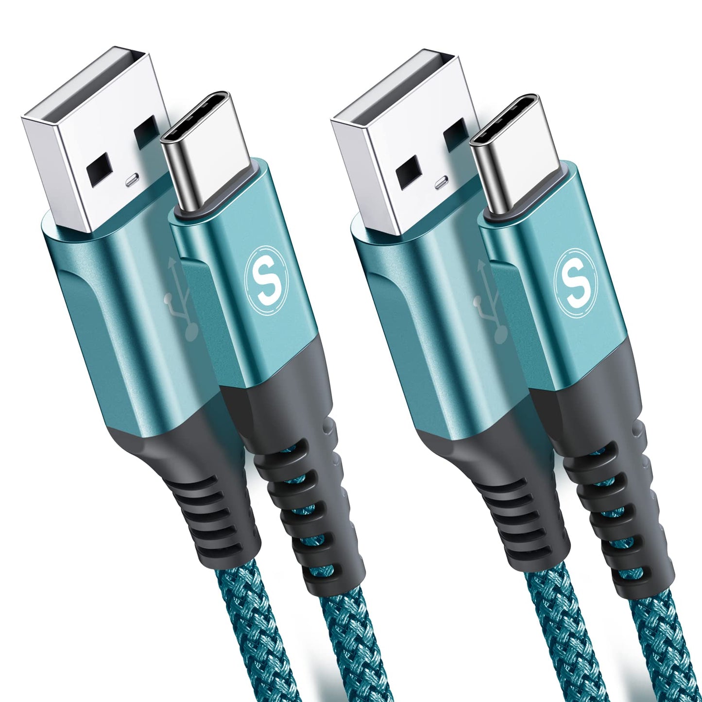 2-Pack 3M USB C Cable 3.1A Fast Car Charger Cable Compatible for iPhone 16 15 Plus Pro Max, Samsung Flip/Fold 5 4 3 S10 S9 S8 S20 S21 S22 S23 A15/14/13/12 A25/A35/A34 A55/54, Pixel 8 7 6, Tablets 3m+3m Green