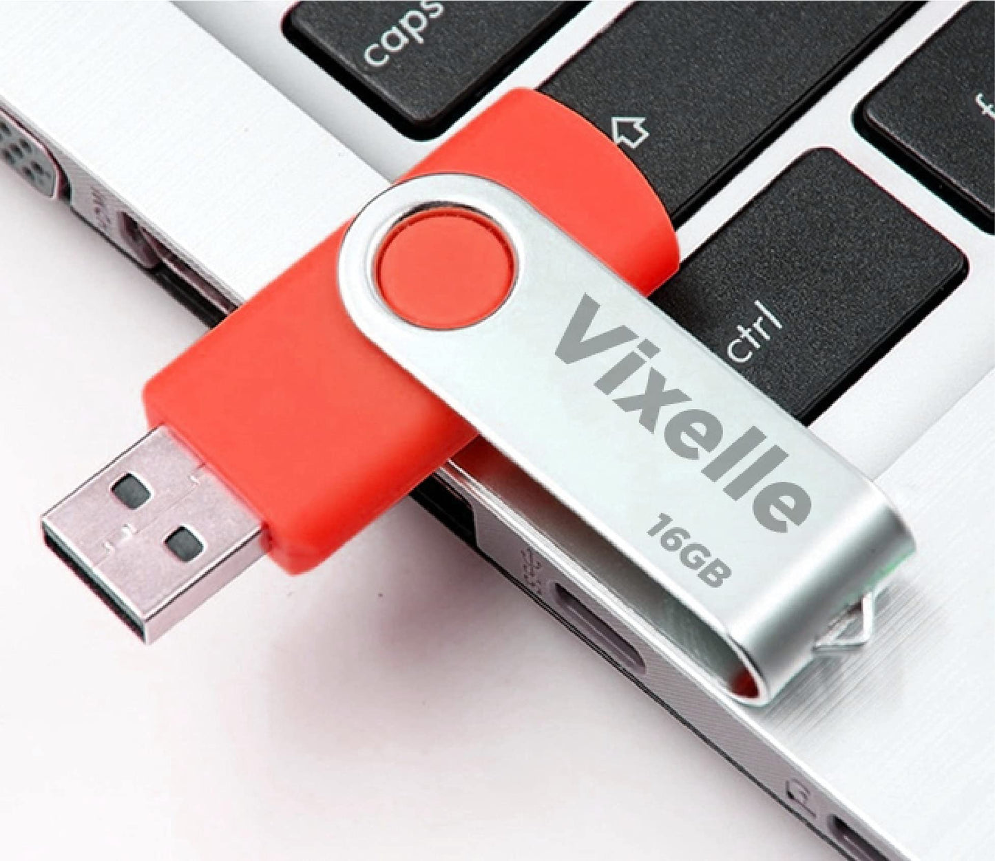 Vixelle 3 Pack 16GB High Speed USB 2.0 Flash Drives – 360° Swivel Metal Style USB Stick Pen Drive with Keychain Loop – 16GB USB Memory Sticks Bulk Pack for PC, Mac, TV, Car Audio – Red 3 Pack Red