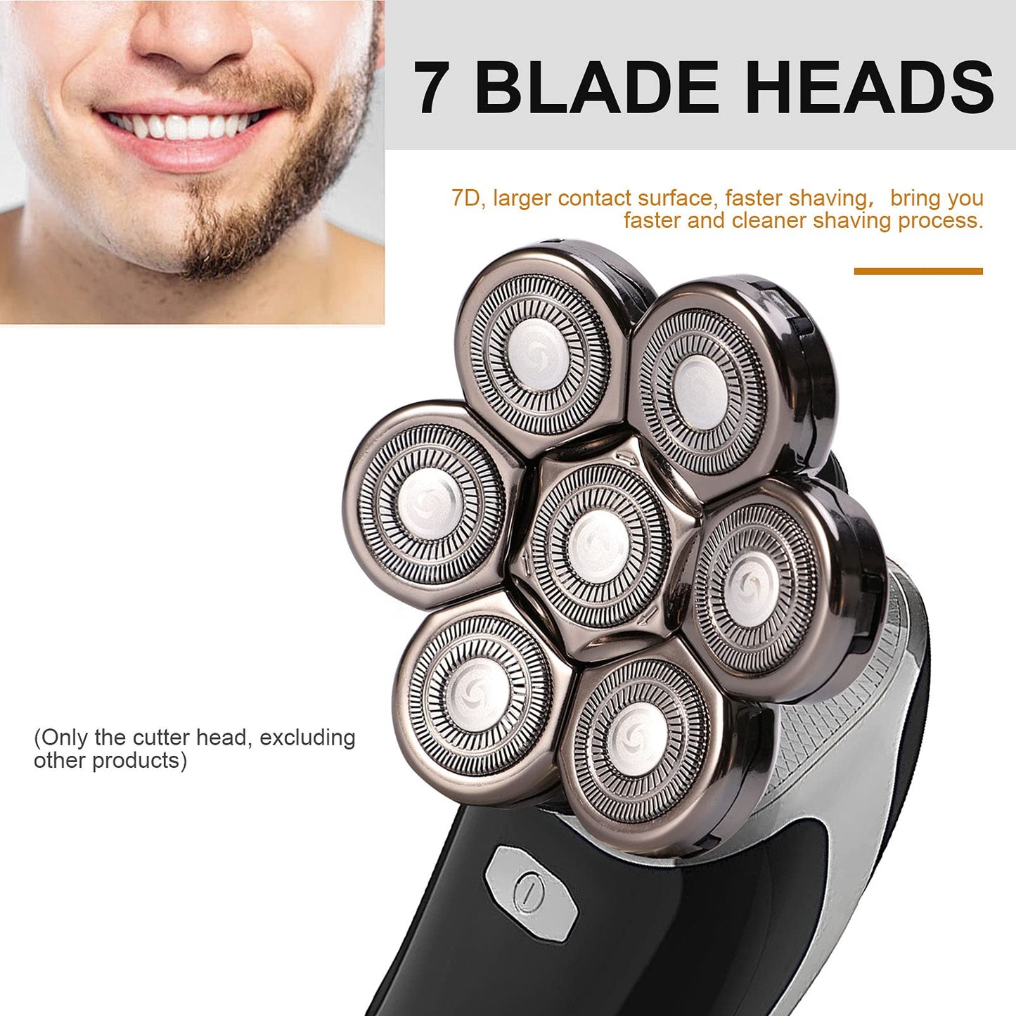 7 Heads Electric Shaver Blades, Floating Washable Blade Electric Razor Shaver Head Replacement For Men(Silver) Silver