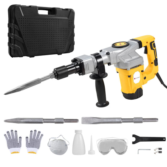 Voilamrt 1300W Electric Demolition Jack Hammer,4200BPM Concrete Drill Breaker Kit Jackhammer