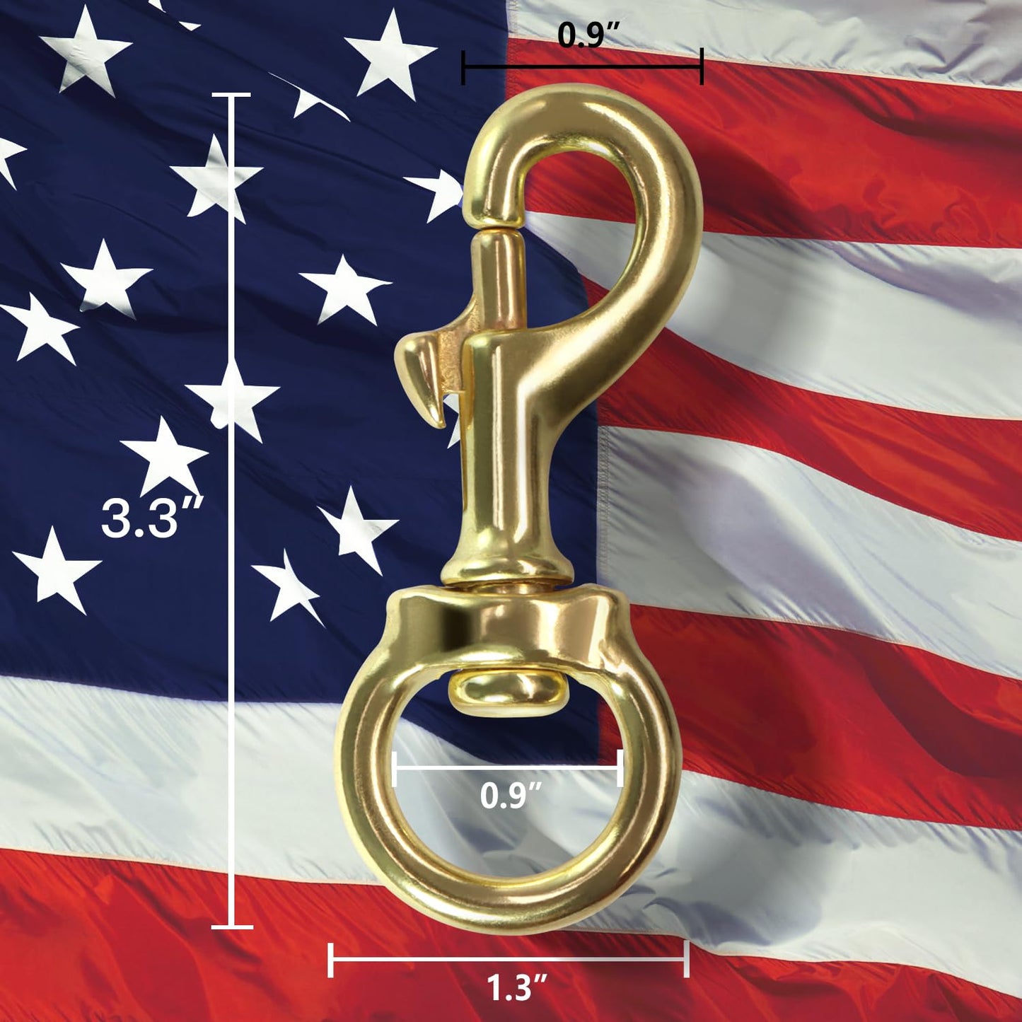 Anley Flag Accessory - 1 Pair Brass Swivel Snap Hook - Heavy Duty Flag Pole Halyard Rope Attachment Clip - For Tough Weather Conditions - 3.3 Inch - Two Hook Per Pack Gold 2 Pack