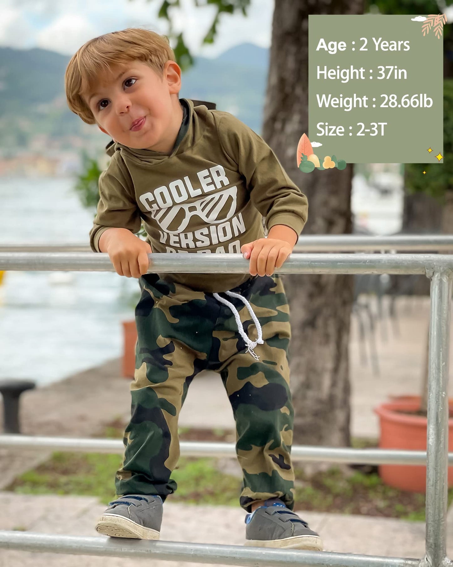 ZOEREA Baby Boy Clothes Outfit Set Fashion Letter Printed Long Sleeve Hoodie Tops Sweatshirt and Drawstring Pants 2 Pcs Set 3-6 Months Army green