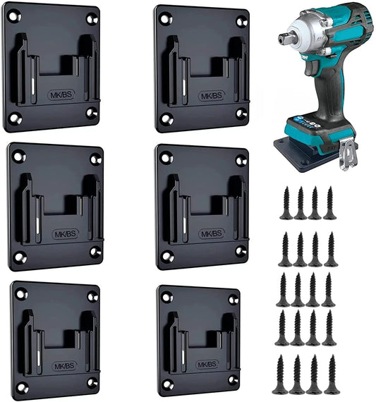 YSDZ 6 Packs Tool Holder Dock Mount,Electric Tool Holder Wall Mount Storage Bracket Fixing Devices Compatible with for Makita 18V Electric Tool (Black)