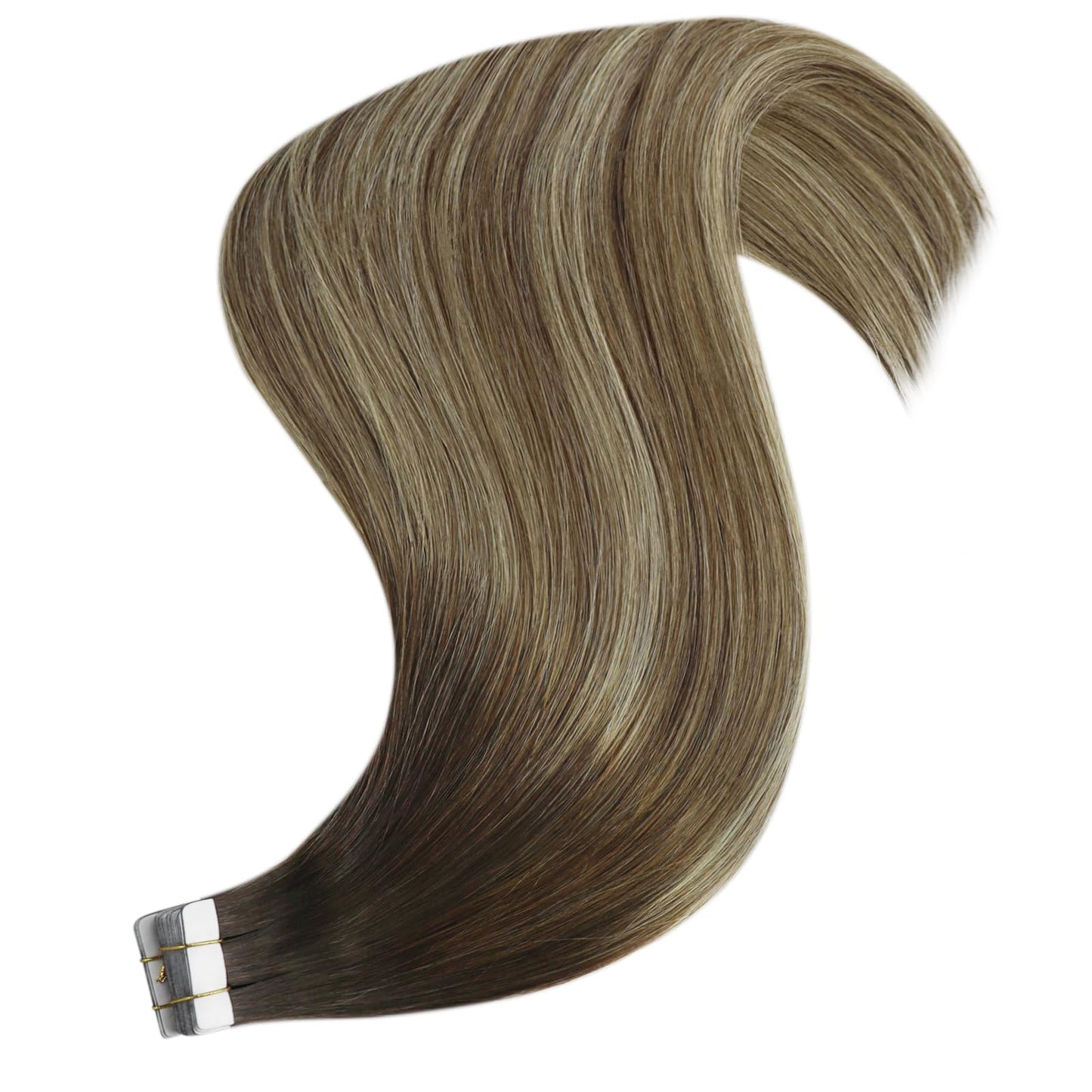 YoungSee Tape in Hair Extensions Real Human Hair Balayage Brown Tape in Hair Extensions Ombre Dark Brown to Brown with Blonde Tape in Extensions for Beginners 12Inch 20pcs 30g Hair Extensions Tape in