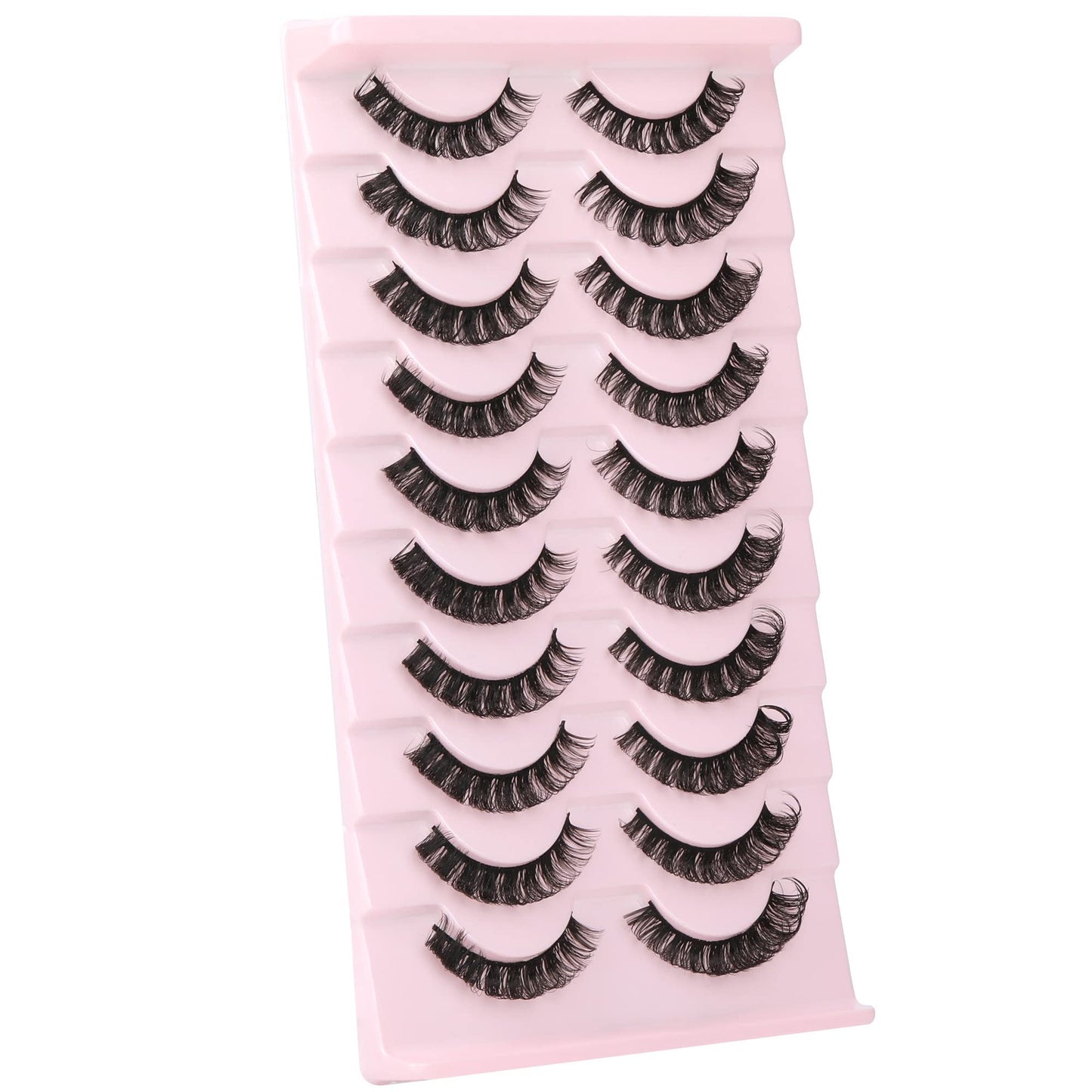 wiwoseo Eyelashes Russian Strip Lashes D Curly Natural Wispy Fluffy 3D Effect Hybrid Fake Eyelashes 10 Pairs Pack A-15MM