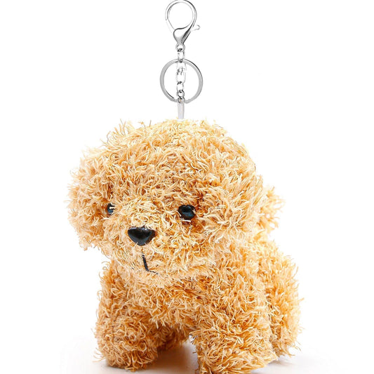 Anboor Small Stuffed Animals 4.8 Inch Cute Puppy Dog Plush Stuffed Animal Doll with Keychain for Birthday Party Favors Present Goodie Bag Fillers (Light brown) Light Brown,1pc