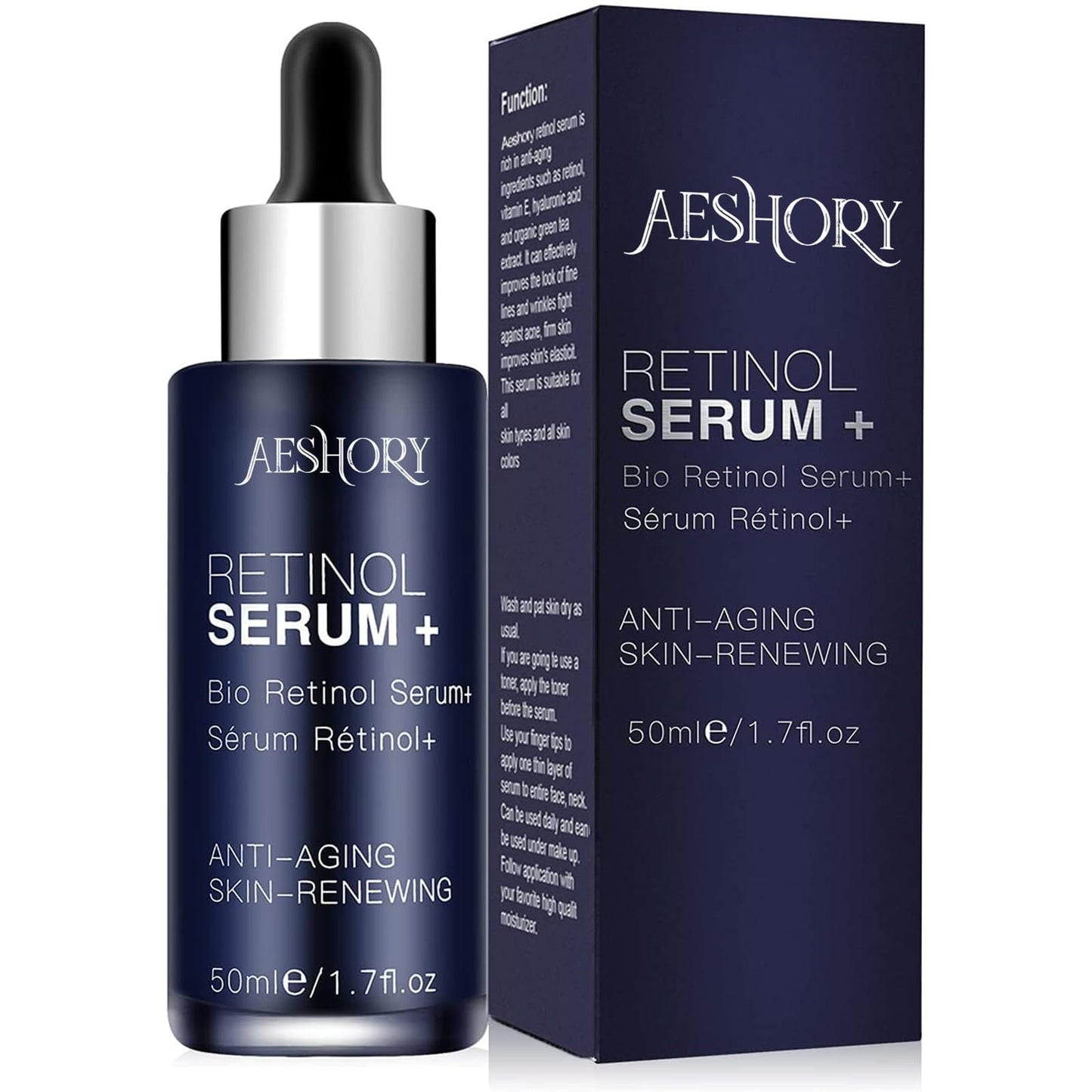 Aeshory Retinol Serum for Face/Neck/Eyes 50ml, High Strength with 5% Retinol, 30% Vitamin C, Vitamin E & Hyaluronic Acid - Anti Aging Facial Serum for Moisturizing, Fine Line, Skin Repair