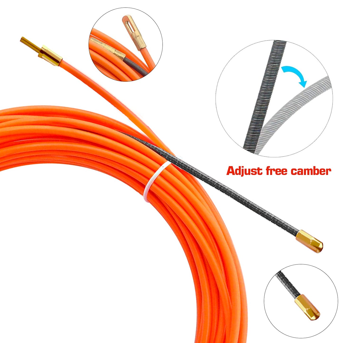 15M Fish Tape Electrical Cable Running Rods, Electrical Wire Threader, with Cable Harnesseswith for Dry Wall Conduit Insulation Pipe and More