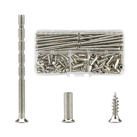 120 Pcs Door Handle Fixing Screws(40 Sets), M4 Connecting Bolts And Sleeves, Adjustable Bolt Length,Used To Fastener and Fixing Furniture,Door Handles,Keyholes,Cabinets,Drawers(60mm)