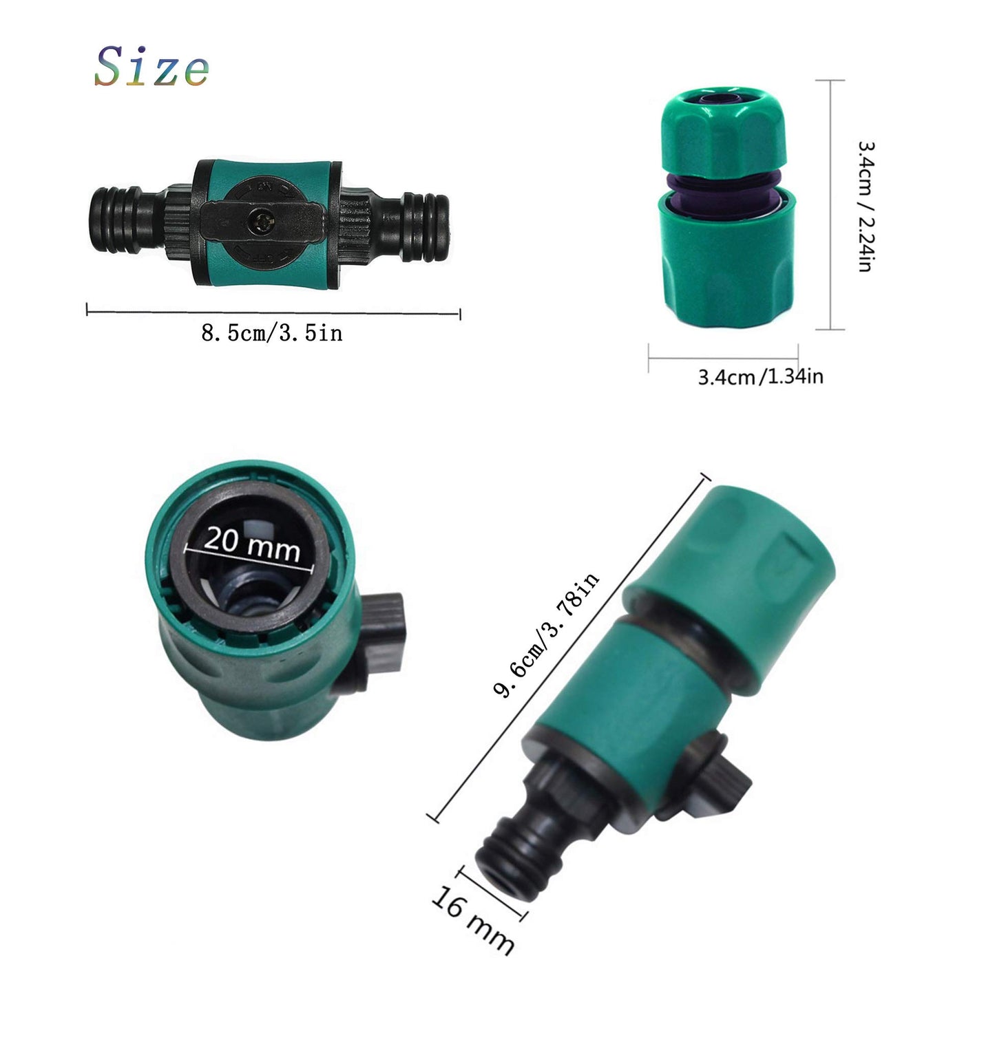 TOPWAYS Quick Release in Line Shut Off Valve for Join Garden Hose Pipe Tube, One Male and One Female Connector Valve Extender with Matching Hose End Quick Connectors