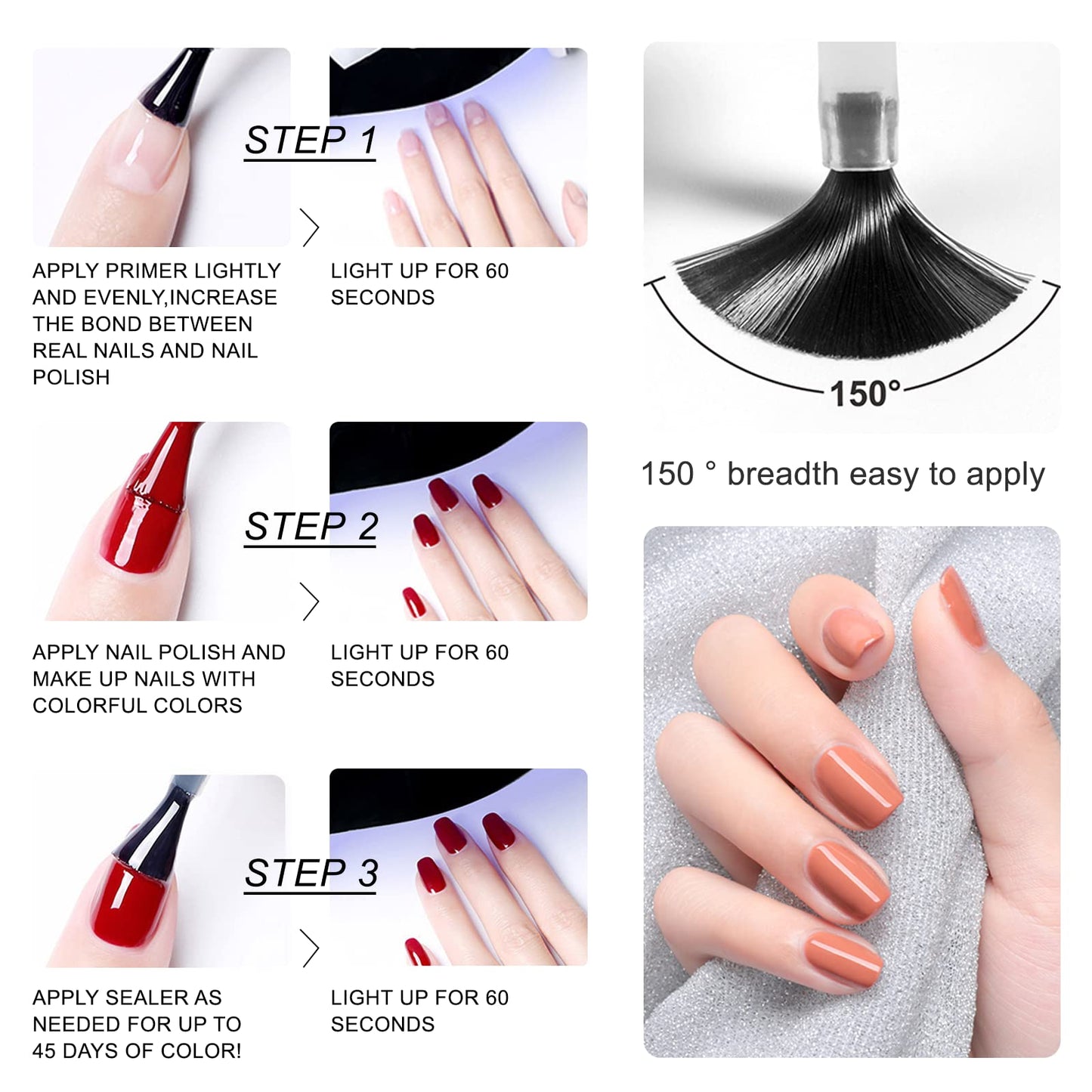 2X 8ml Gel Nail Polishes, No Wipe Gel Top and Base Coat, Gel Nail Polish Set (Requires Curing Under LED UV Lamp)