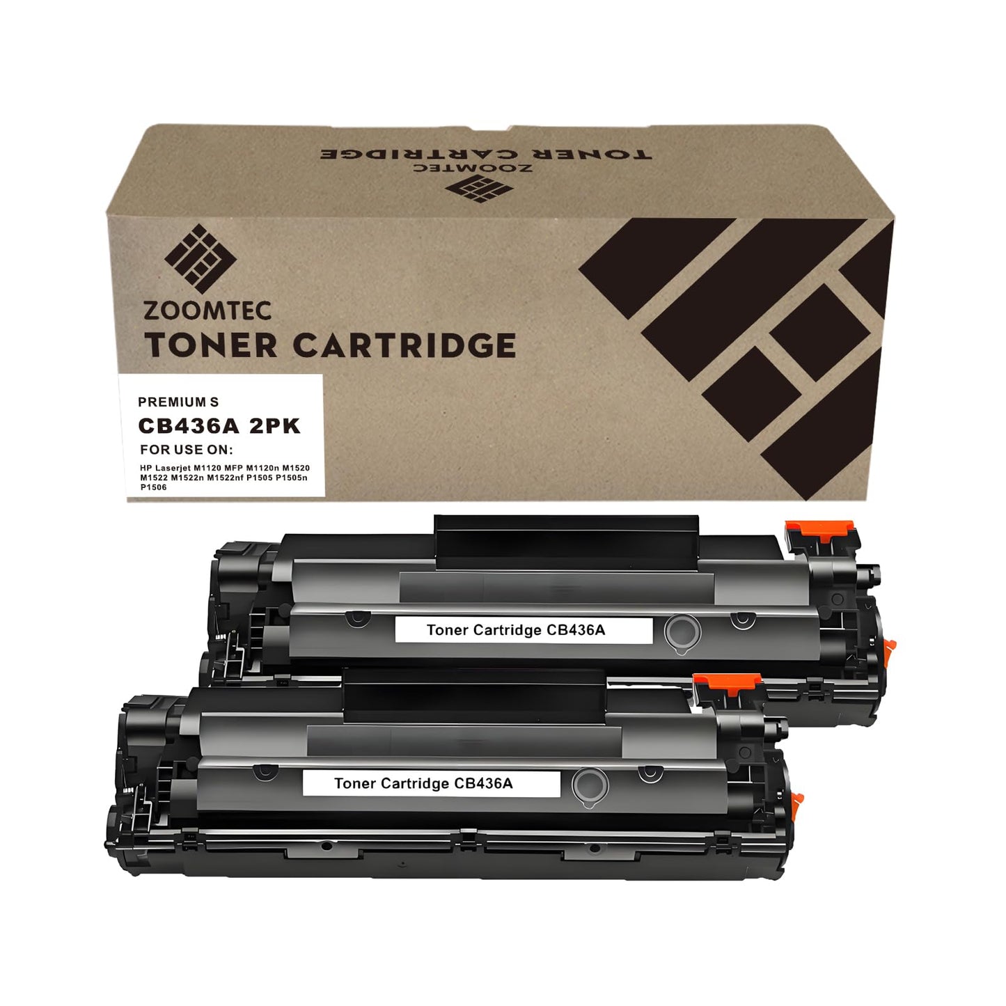 ZOOMTEC Compatible for HP CB436A 36A Toner Cartridge Compatible for HP Laserjet M1520 P1505 P1505n P1506 MFP M1120 M1120n M1522 M1522n M1522nf Printer (2x Black) CB436A 2PK