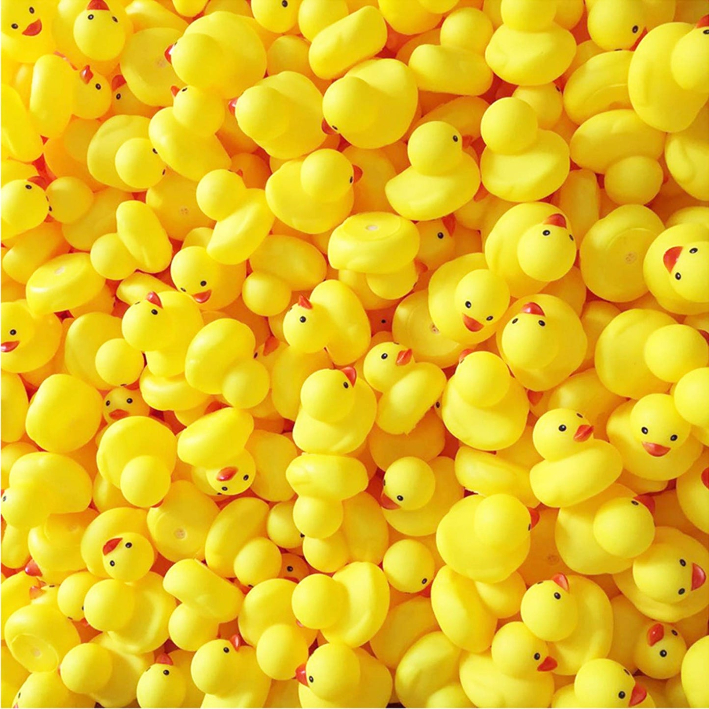 WAMSOLE 50PCS Super Mini Rubber Duck Bath Duck Toys for Toddlers Boys Girls,Squeak and Float Yellow Ducks in Bulk Baby Shower Duck Decorations Party Favors (1.6’’)