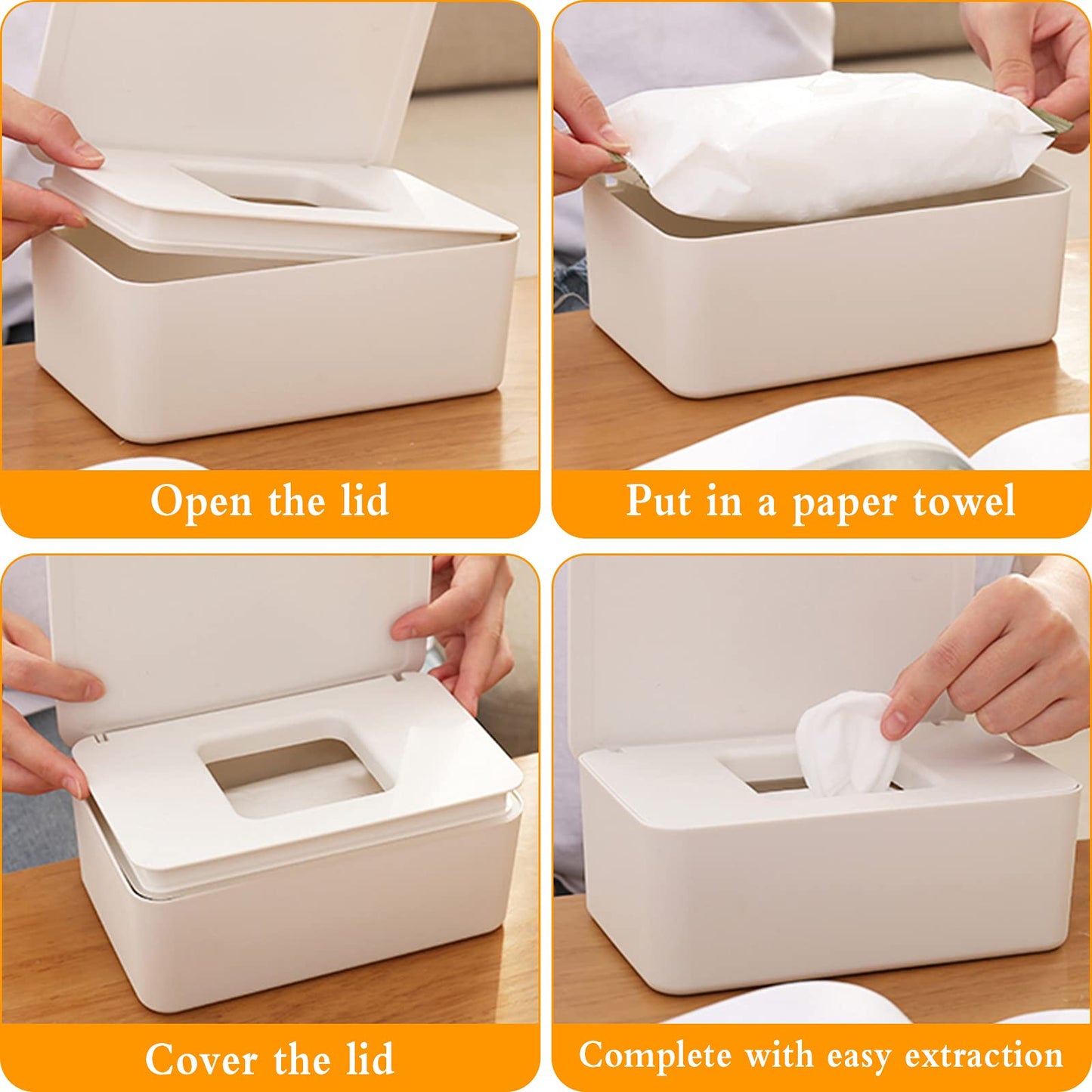 Anruyi 2 PCS Wet Wipes Box, Baby Wet Tissue Box Wet Wipes Dispenser Holder Plastic Wipes Dispenser Case Wet Wipes Storage Box Wet Tissue Case Container with Lid Seal for Home Office Desk (White) White