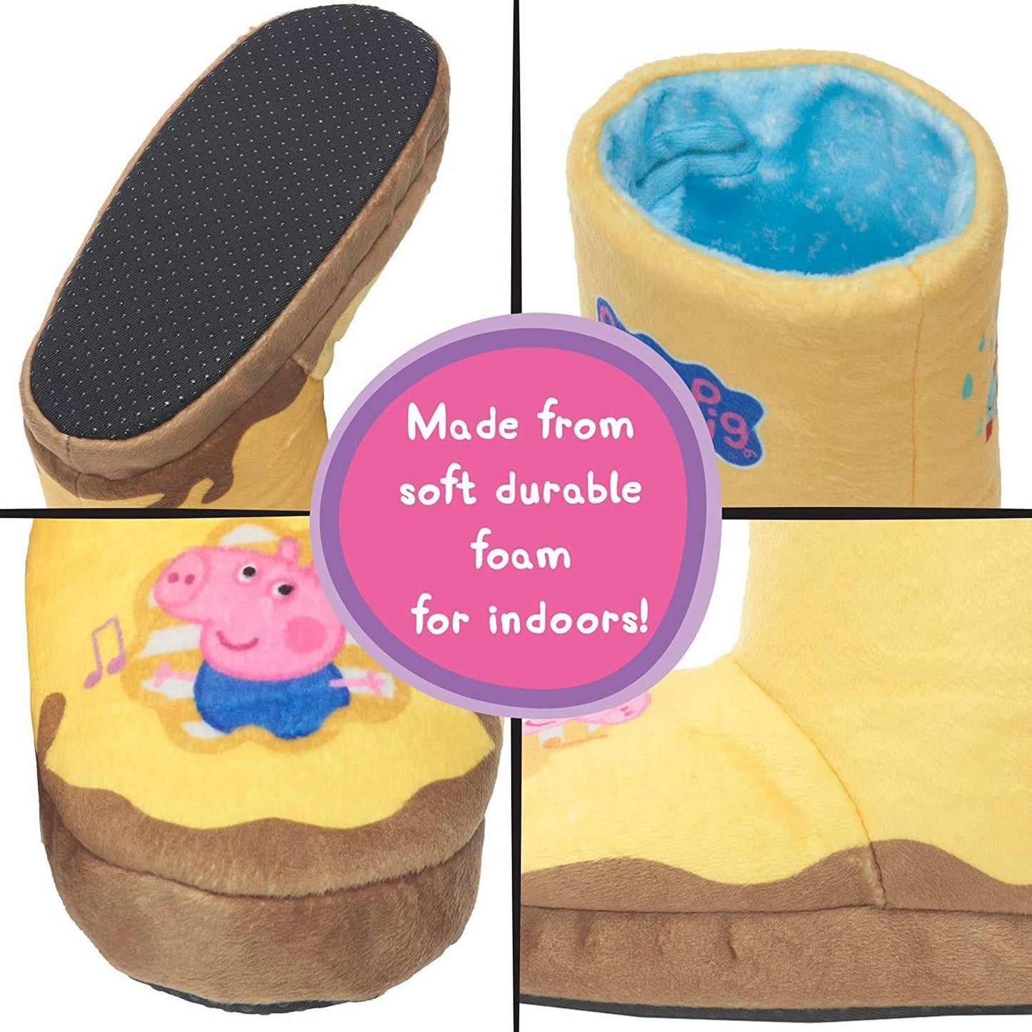 WOW STUFF Peppa Pig Toys Muddy Puddle Boots, Interactive Wearable Yellow Wellies with Sound and Music activated as you Walk or Run, Ideal active role play and dress up for Toddlers Single