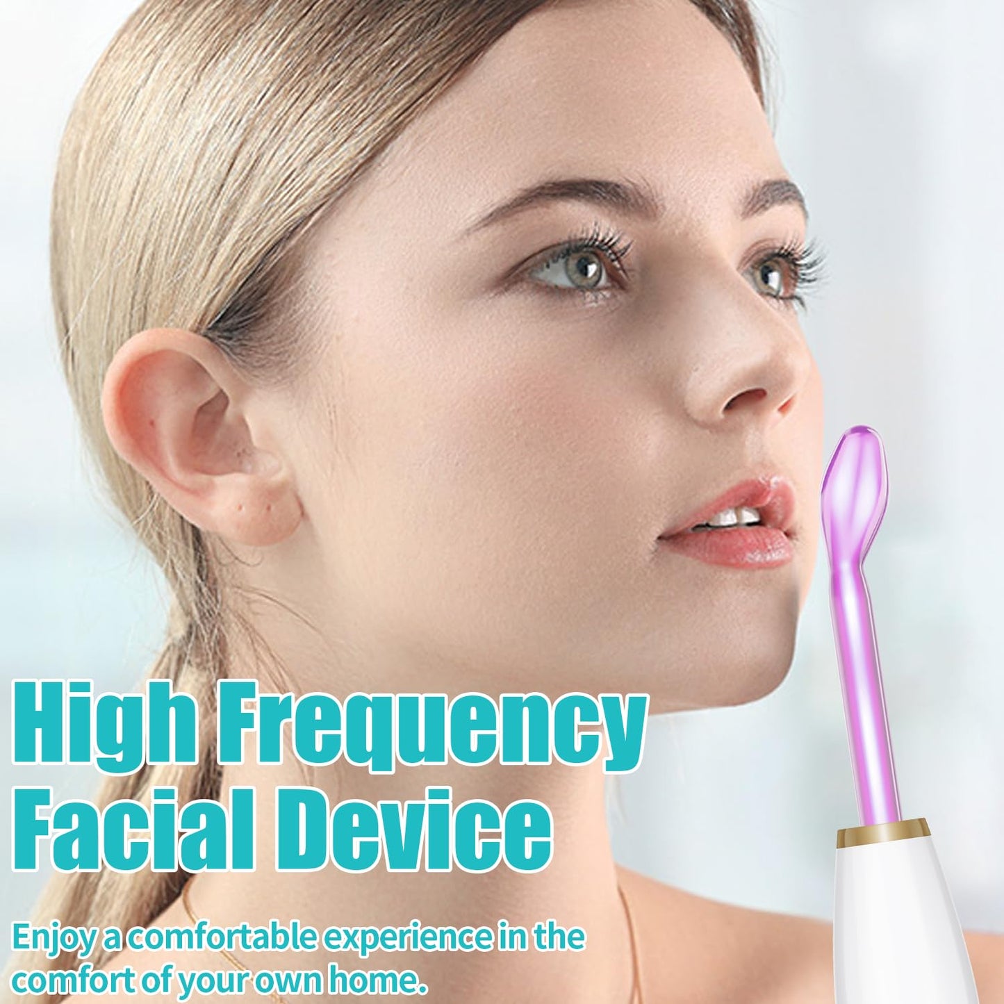 TUMAKOU High Frequency Facial Machine - Portable Purple High Frequency Facial Skin Light Therapy Wand - with 6 Argon Tubes - Skin Tightening Machine for Hair Regrowth,Acne,Wrinkle Removal,Anti Aging