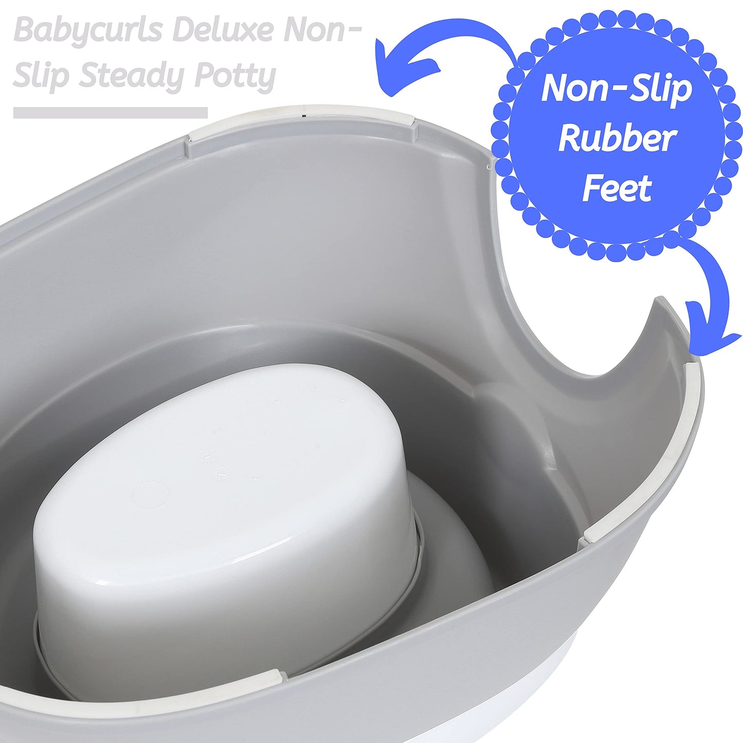 Babycurls Deluxe Steady Potty with Non Slip Grip Feet and Removable Bowl Seat - Easy to Clean Loo Training for Kids Toddlers Infants Practical Lightweight and Portable with High Back