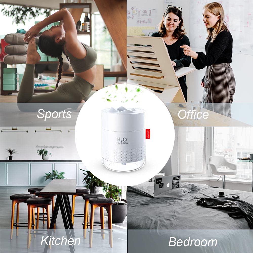 Ultrasonic Mini Humidifier - 500ml Mist Humidifier with Night Light, USB Desktop, Ideal for Babies, Plants, Bedrooms & Offices (White)