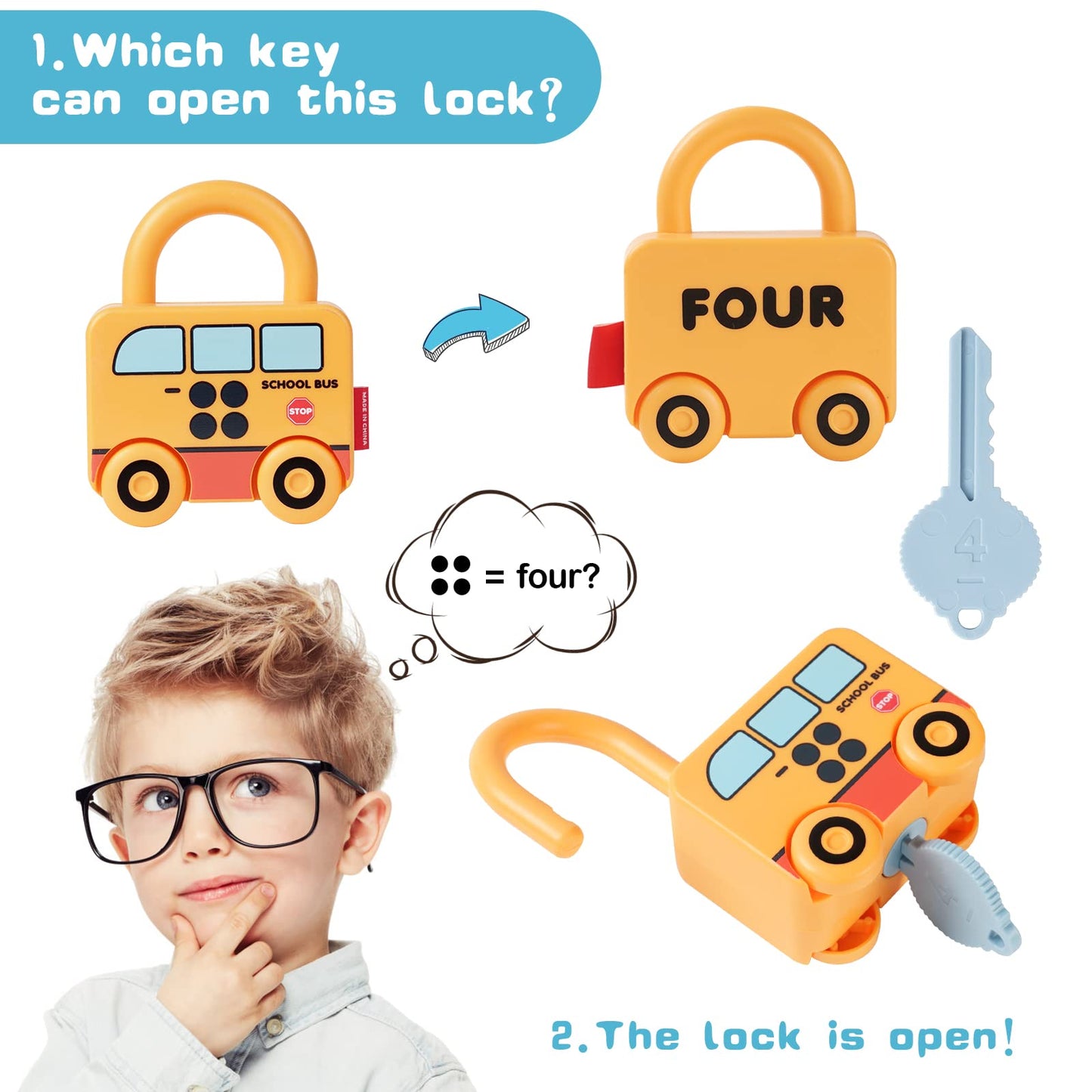 Ainiv Lock and Key Toy Montessori Toys Car-6 Car Modles, Preschool Learning Early Educational Toys, Busy Board Games for Toddlers Activity, Fine Motor Skills Toys Gift for 3 4 5 6 Year Boys Girls Kids Lock and Key Car