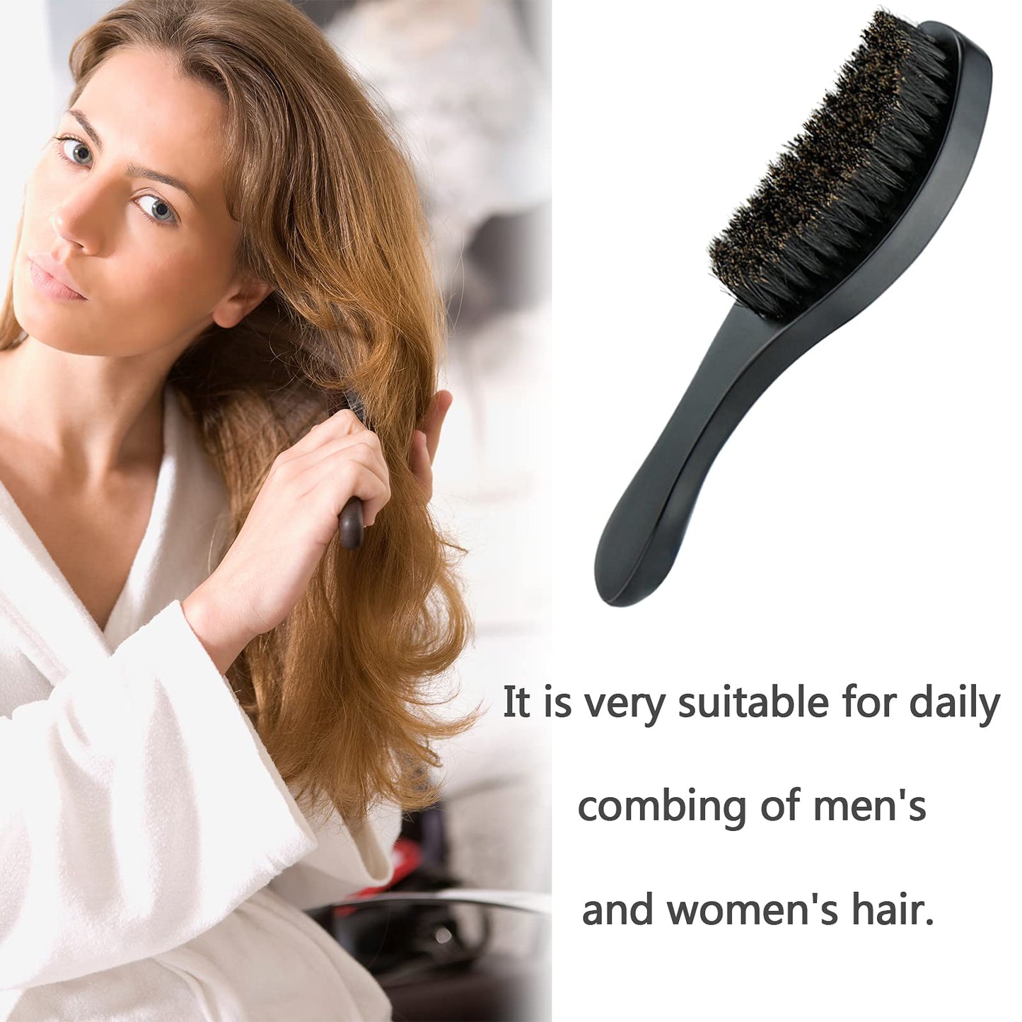 Wet and Dry Hair Hairbrush Magic Wave Brush Soft Boar Hair Brush for Man Women Boys Girls