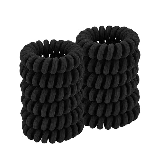 ZOUIQSS Spiral Hair Ties,Ponytail Holder Phone Cord Hair Coil Bands for Women Girls,Traceless,Strong Hold,Suitable for All Hair Types(Cloth Black,12 Pcs) Cloth Black 4.5CM