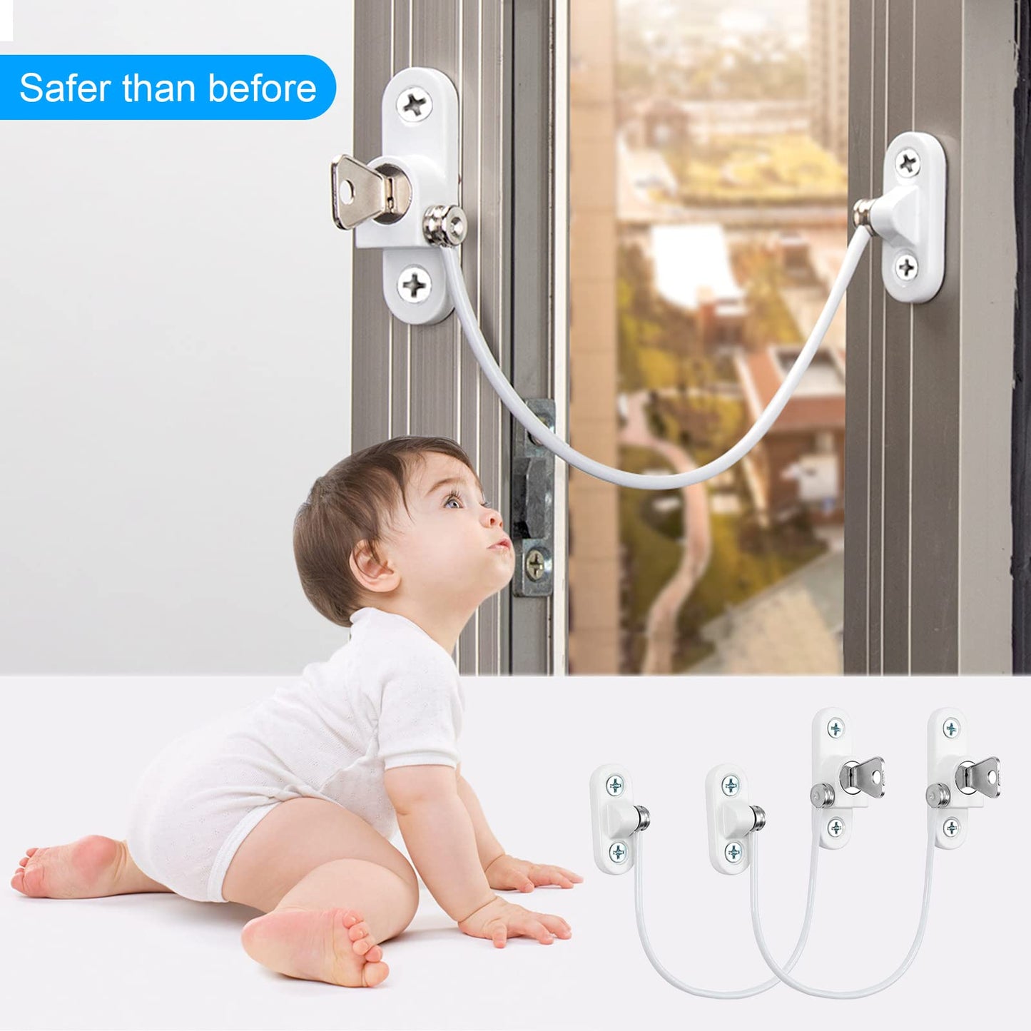 8 Pcs Window Restrictor Locks for Kids Window Restrictors UPVC Baby Security Window Locks with Screws Keys for Baby Child Children Safety, Window Locks Door Locks for Home Public School and Commercial